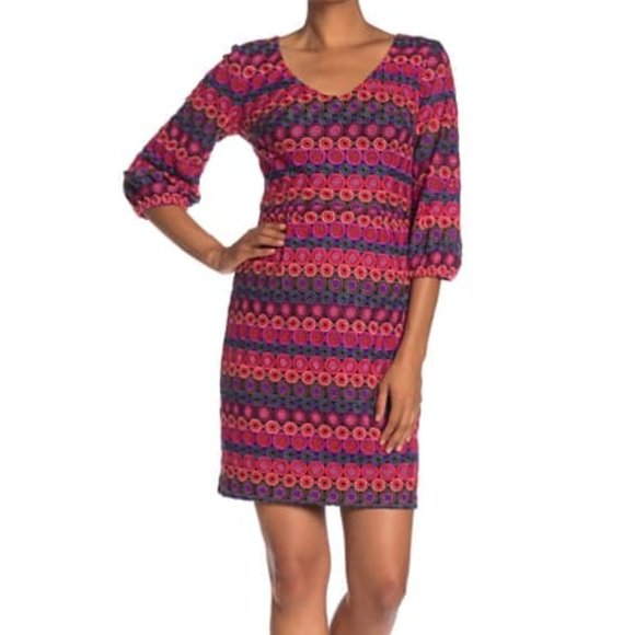 Trina Turk Dresses & Skirts - Trina Turk Nicole Embroidered 3/4 Sleeve Dress